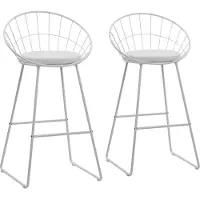 Happy Garden Set van 2 barkrukken 75cm in wit metaal en wit kussen ALEX
