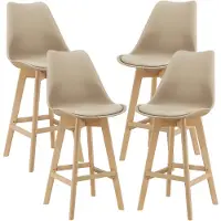 In And OutdoorMatch And Outdoor Match barkruk Isabell - set van 4 - Kunstleer en beukenhout - 105x48x58 cm - Beige - Modern design