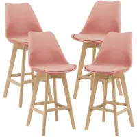 In And OutdoorMatch And Outdoor Match barkruk Euna - set van 4 - Kunstleer en beukenhout - 105x48x58 cm - Roze - Modern design