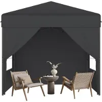 YRHome 2,5x2,5 m opklapbare tuinpaviljoen, snelle opbouw met één druk op de knop, waterdicht en met UV-bescherming, met 4 zijwanden, inclusief draagtas – antraciet