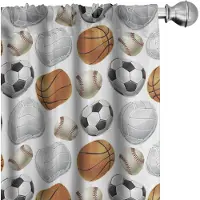 Abakuhaus Sportgordijnen – voetbal/basketbal thema – 2x75x245 cm – Oranje/Creme/Zwart