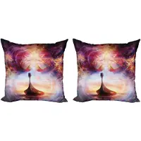 Abakuhaus Psychedelische kussenhoes – Set van 2x40x40 cm – Multicolor, Draakkop, Dubbelzijdig bedrukt, Rits