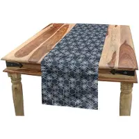 Abakuhaus geometrische tafelloper – 40x225 cm – antraciet/donkerblauw