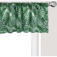 Abakuhaus Palmblad Raamvalletje, Gordijnvalletje voor Keuken en Slaapkamer met Tunnelzoom, 137 cm x 30 cm, Bosgroen Wit