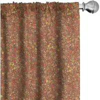 Abakuhaus – Retro Cirkel Voorhangen – 2x75x175 cm – Microfaser – Rood/Abrikoos