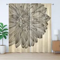 Abakuhaus Dahlia Rustiek Gordijn, Vintage Bloemen Grunge, Slaapkamergordijn met Plisséband, Lussen en Haken, 280 x 260 cm, Bruin en Beige