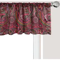 Abakuhaus Aziatische raamvalance, gordijnvalance voor keuken en slaapkamer met tunnelzoom, 137 cm x 45 cm, donker koraal oranje groen