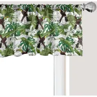 Abakuhaus Botanische raamvalance, gordijnvalance voor keuken en slaapkamer met tunnelzoom, 137 cm x 45 cm, olijfgroen bruin geel