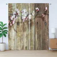 Abakuhaus Rustiek Gordijn, Bloeiende Lentebloemen, Slaapkamergordijn met Plooiing, Lussen en Haken, 280 x 225 cm, Roze
