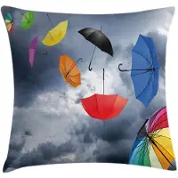 Abakuhaus kussenhoes 45 x 45 cm – Paraplu's & Wolken – Grijs/Wit