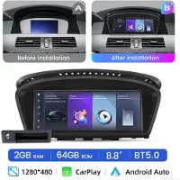 Hexinex Autoradio Geschikt voor BMW E60 E61 E63 E90 E91 E92 CCC-system - Draadloos CarPlay, Android Auto, multimediaspeler, GPS NAVI, WIFI, 2+64GB