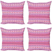 Abakuhaus Noordische Kussenhoezen Set 4x 60x60 cm – Dubbelzijdig bedrukt – Paars/Wit/Donker koraal