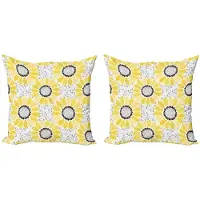 Abakuhaus Geel-Grijs Kussenhoes Set 2x40x40 cm – Dubbelzijdig – Rits