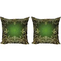 Abakuhaus Mandala Kussenhoes Set – 2x45 cm – Mikrofaser Groen