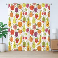Abakuhaus Rustiek Fruitgordijn, Banaan Lach Kinderthema, Geplooid Gordijn met Lussen en Haken voor de Slaapkamer, 280 x 175 cm, Geel Groen Rood