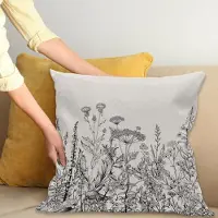 Abakuhaus Bloemenkussenhoes – Wildbloemen, Botanisch – 45x45 cm, Licht Eierschaal/Grijs