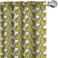 Abakuhaus Gordijnen Tulp – 2×75×245 cm – Microvezel verduistering, varen groen/geel
