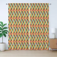 Abakuhaus Retro Rustiek Gordijn, Abstract: Driehoekig Mozaïek, Slaapkamergordijn met Plooiing, Lusjes en Haken, 280 x 260 cm, Multicolor