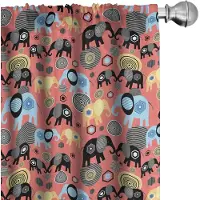 Abakuhaus olifanten-gordijnen – 2x75x175 cm – microvezel – halfschaduw – veelkleurig