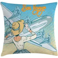 Abakuhaus Retro-kussenhoes – Vliegtuig Pop-Art – 50x50 cm – Omkeerbare druk