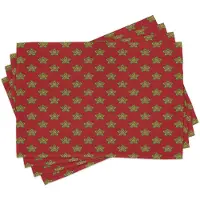 Abakuhaus etnische placemats, Mandala-ontwerp met etnische bloemen en cirkels op een burgunderoodkleurige achtergrond, kunstwerk, gemaakt van kleurvast stof, voor eetkamer en keuken, turkoois en bruin