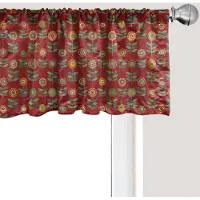 Abakuhaus Bloemenraamvalletje, Gordijnvalletje voor keuken en slaapkamer met tunnelzoom, 137 cm x 30 cm, Bordeauxrood en meerkleurig