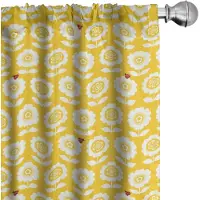 Abakuhaus Bloemen gordijnen – 2x75x245 cm – microvezel – vermiljoen geel