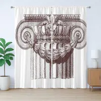 Abakuhaus antiek rustiek gordijn, antieke Romeinse zuil, met lussen en haken voor de woonkamer, 280 x 175 cm, bordeauxrood en wit