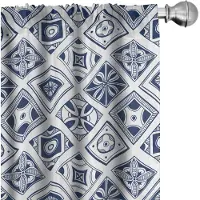 Abakuhaus Gordijnen – 2x75x245 cm – microvezel, donkerblauw/wit