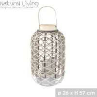 Natural Living "" LANTAARN ARIA IN GEVLOCHTEN MAÏS MET GLAZEN KAARSHOUDER D26xH57CM