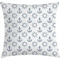 Abakuhaus Anker-Kussenhoes – Retro maritiem ontwerp – 45x45 cm – Marineblauw/Wit