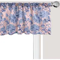 Abakuhaus Bloemenpatroon raamvalletje, gordijnvalletje voor keuken en slaapkamer met tunnelzoom, 137 cm x 45 cm, lavendelblauw en blush