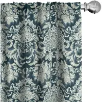 Abakuhaus Vintage gordijnen – 2-delige set 75x225 cm – Victorian bladpatroon – wit-groen-donkerblauw
