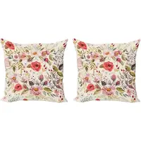 Abakuhaus Shabby Flora Kussenhoes Set – 2x50x50 cm – Crème/Meerkleurig – Dubbelzijdig bedrukt, Rits