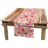 Abakuhaus roze tafelloper – dahlia's, 40×180 cm, polyester
