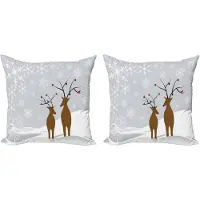 Abakuhaus Kerstkussensloopset (2 stuks), Rendier Noel, 50 cm, Bruin Lichtgrijs Wit