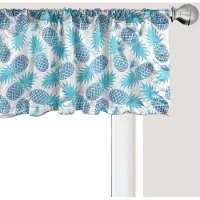 Abakuhaus Ananas raamvalletje, Gordijnvalletje voor keuken en slaapkamer met tunnelzoom, 137 cm x 45 cm, Blauw en lichtblauw