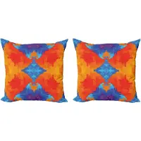 Abakuhaus trippy decoratieve kussens, kussenhoez 2-pack, modern blauw en oranje, 40x40 cm, blauw en oranje