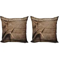 Abakuhaus Gewei Kussenhoes Set – 2x45x45 cm – Umbrabraun, Dubbelzijdig Bedrukt