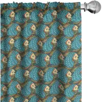 Abakuhaus – Gordijnen 2x75x225 cm – Vispatroon – Donker Turkoois