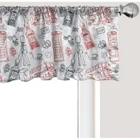 Abakuhaus London raamvalletje, gordijnvalletje voor keuken en slaapkamer met tunnelzoom, 137 cm x 30 cm, vermiljoen donkerblauw