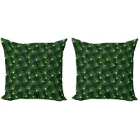 Abakuhaus Firefly Kussenhoezen Set – 2x40x40 cm – Dubbelzijdig Digitaal Gedrukt – Donkergroen Geel
