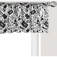 Abakuhaus Muziek Raamvalletje, Gordijnvalletje voor Keuken en Slaapkamer Decoratie met Tunnelzoom, 137 cm x 45 cm, Zwart en Wit