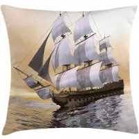 Abakuhaus Kussenhoes Maritiem – 40x40 cm – Grijs-Geel – Dubbelzijdig bedrukt