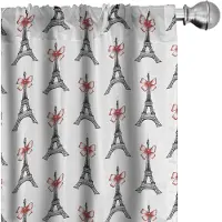 Abakuhaus Vorhänge – Eiffel Towers Sketch – 2er-Set – Rubin Schwarz Weiß – 75x245 cm