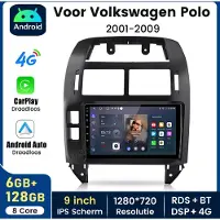 Hexinex Octa-Core autoradio Geschikt voor VW Polo 2001-2009 - Draadloos CarPlay, Android Auto, multimediaspeler, 6GB+128GB