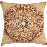 Abakuhaus Bruine Mandala Kussenhoes – Dubbelzijdig bedrukt, met rits, 50x50 cm