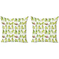 Abakuhaus Kussenhoes Set van 2x50x50 cm – Dubbelzijdig bedrukt – Kikkerprint Groen, Geel en Rood
