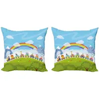 Abakuhaus kussenhoes set 2x40x40 cm – Cartoon treinwagon – dubbelzijdig