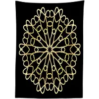Abakuhaus Mandala Tafellaken – 140 x 170 cm – satijn, donker mosterdkleur